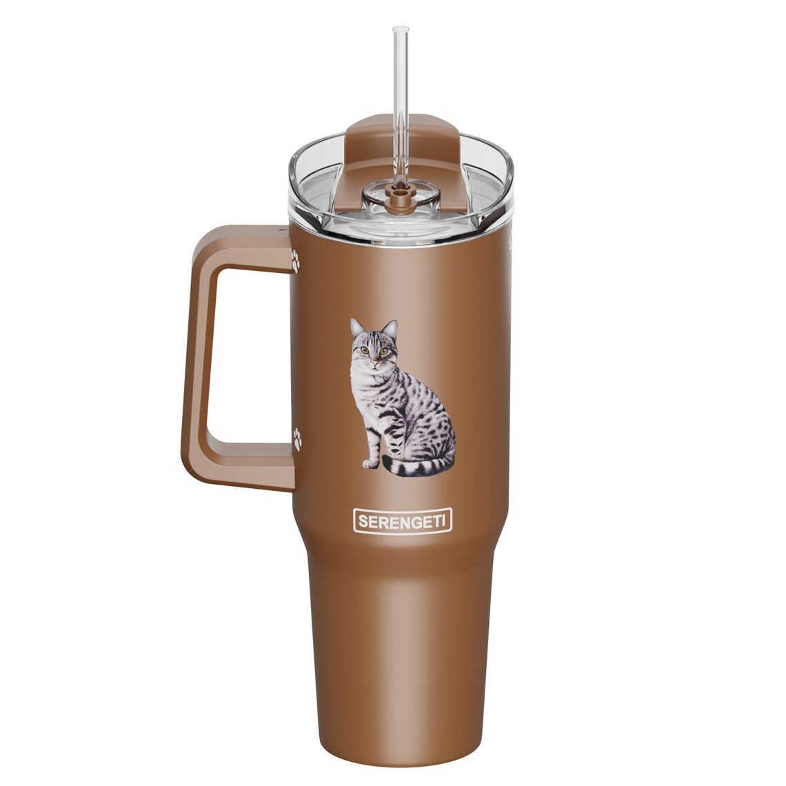 SERENGETI Stainless Steel Mug 40oz - Tabby Silver Cat