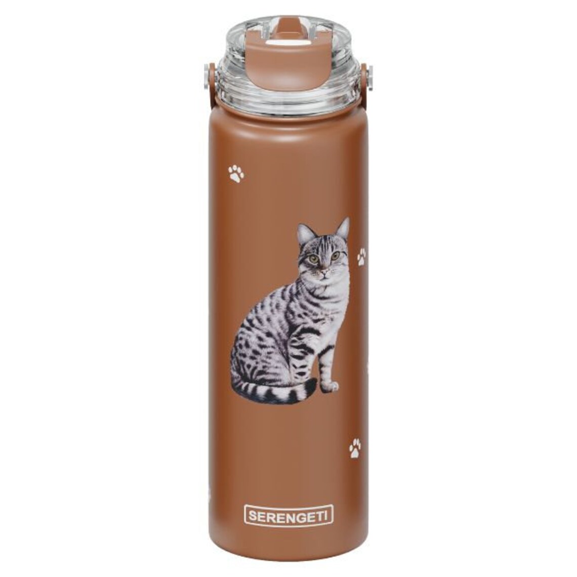 SERENGETI Stainless Steel Water Bottle 24oz - Tabby Silver Cat