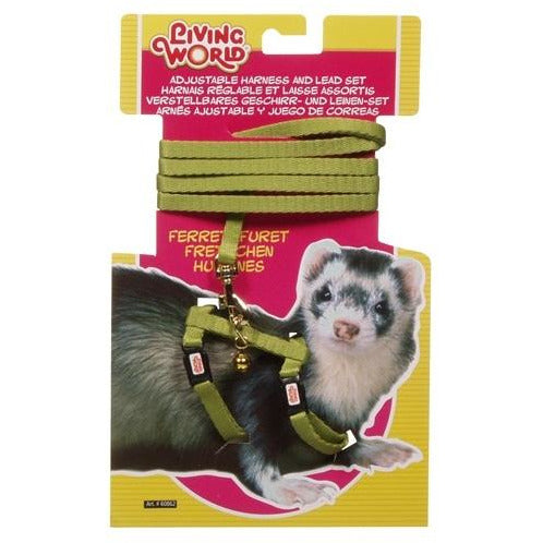 Living World Adjustable Harness and Lead Set for Ferrets - Green - 1.2 m (4 ft)