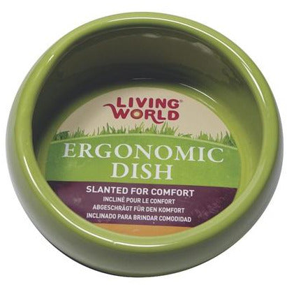 Living World Ergonomic Dish Small, 120 mL (4.22 oz) Green/Ceramic
