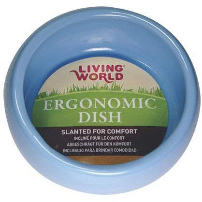 Living World Ergonomic Dish Small, 120 mL (4.22 oz) Blue/Ceramic