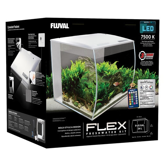 Fluval FLEX Aquarium Kit - 34 L / 9 US gal (White, Black)