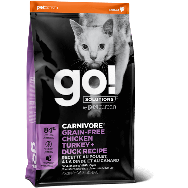 Go! Solutions Carnivore - Poulet, Dinde et Canard - Nourriture sans-grains pour chats  (3lb, 8lb, 16lb)