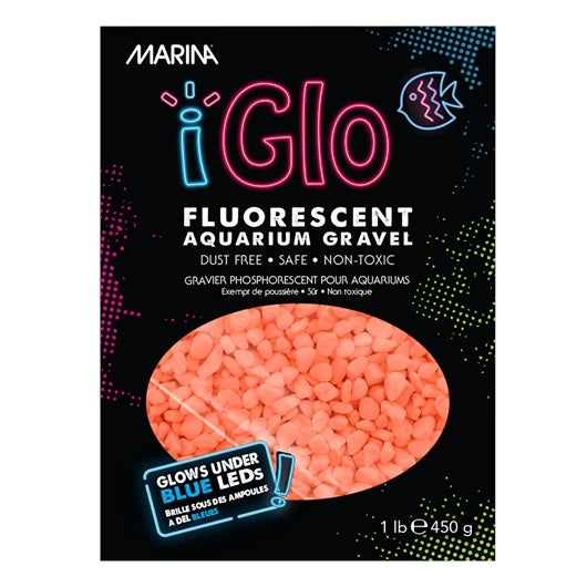 Marina iGlo Fluorescent Aquarium Gravel - Orange - 450 g (1 lb)