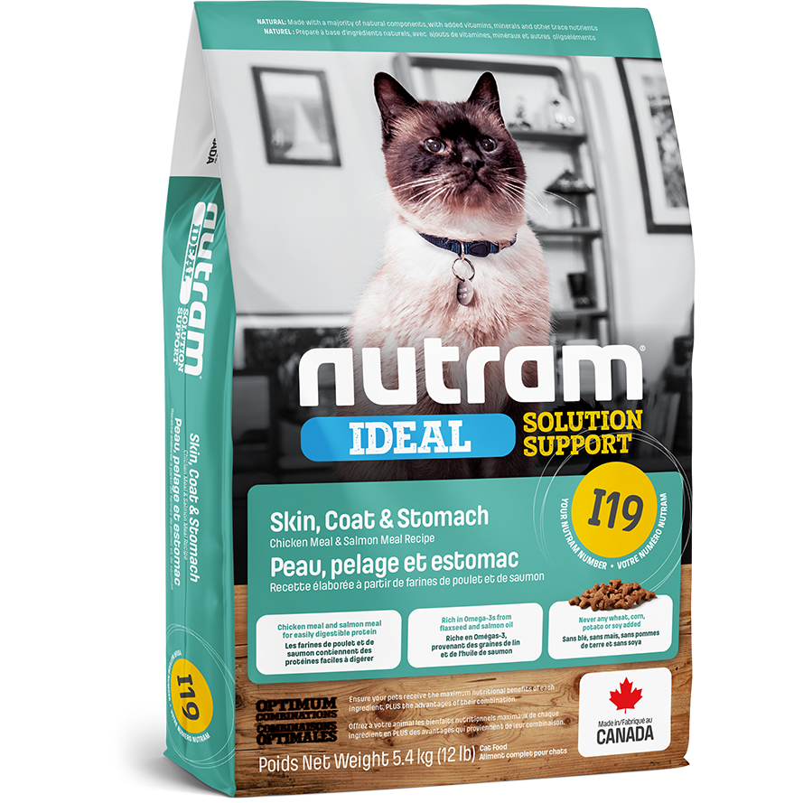 Nutram I19 Ideal Solution Support - Nourriture pour chats pour la peau, le pelage et l&#39;estomac