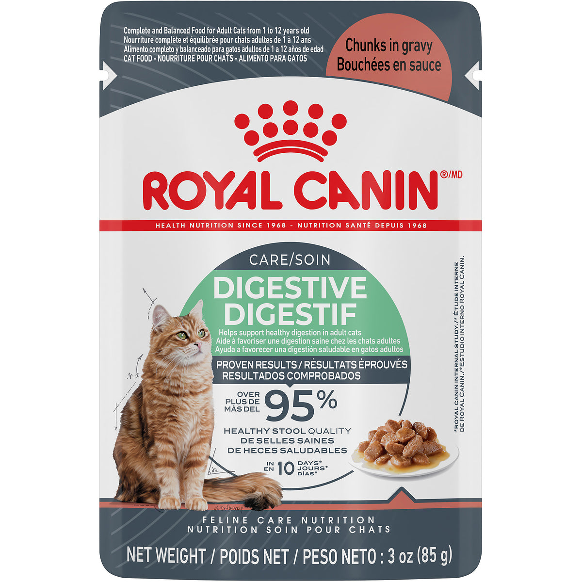 Royal Canin Soin Digestif - 
Bouchées en sauce – nourriture sachet pour chats