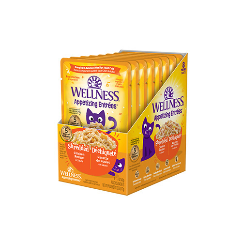 Wellness - Appetizing Entrées - Déchiqueté Recette de Poulet en Sauce - Nourriture humide pour chat (1.4oz)