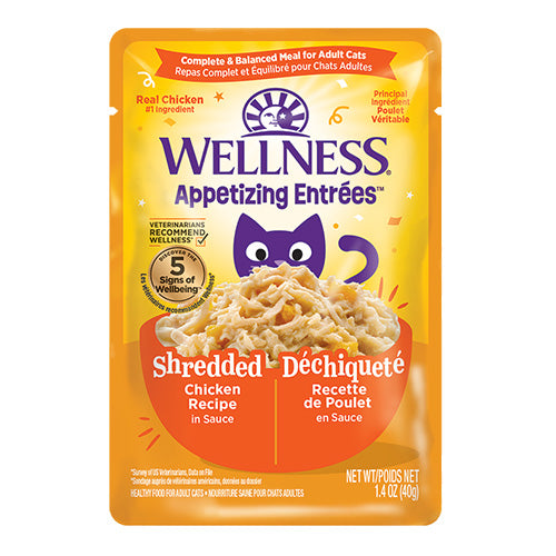 Wellness - Appetizing Entrées - Déchiqueté Recette de Poulet en Sauce - Nourriture humide pour chat (1.4oz)