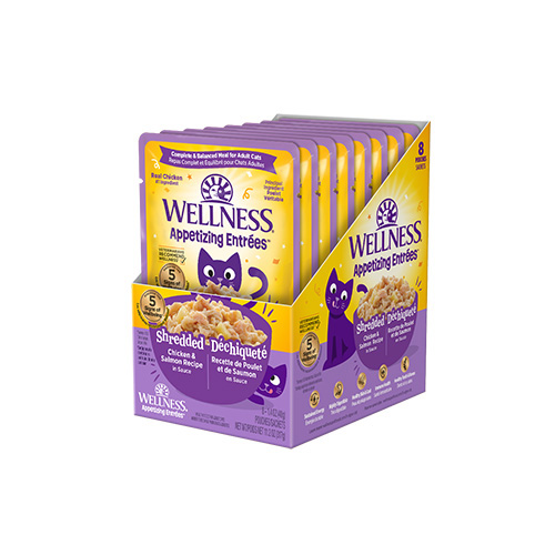 Wellness - Appetizing Entrées - Déchiqueté Recette au Poulet & Saumon - Nourriture humide pour chat Food (1.4oz)