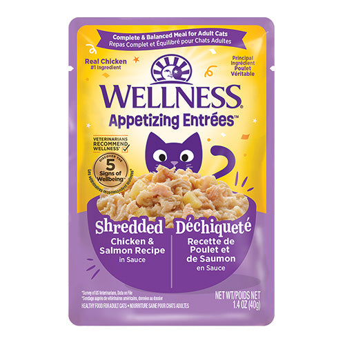 Wellness - Appetizing Entrées - Déchiqueté Recette au Poulet & Saumon - Nourriture humide pour chat Food (1.4oz)