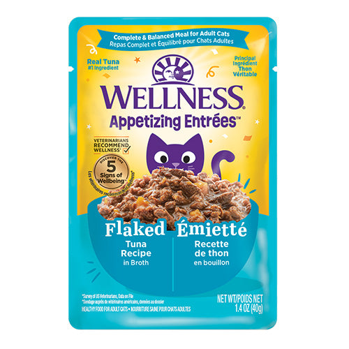 Wellness - Appetizing Entrées - Émietté Recette de Thon en Bouillon - Nourriture Humide pour chat (1.4oz)