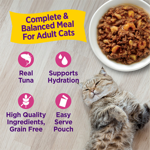 Wellness - Appetizing Entrées - Émietté Recette de Thon, Maquereau & Crevettes en Bouillon - Nourriture humide pour chat (1.4oz)
