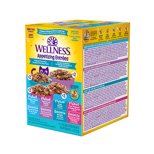 Wellness - Appetizing Entrées - Variété de Nourriture Humide pour Chat - Émietté Fruits de Mer 8 x 1.4oz
