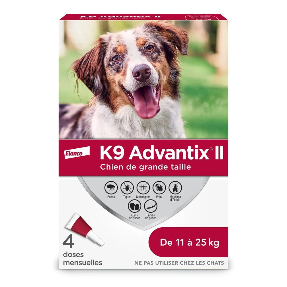 K9 Advantix - Protection topique puces &amp; tiques Chiens (4 doses)