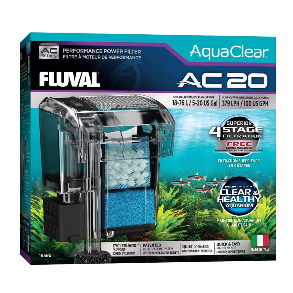 Fluval Aquaclear AC20 Power Filter, 5-20 US Gal / 18-76 L