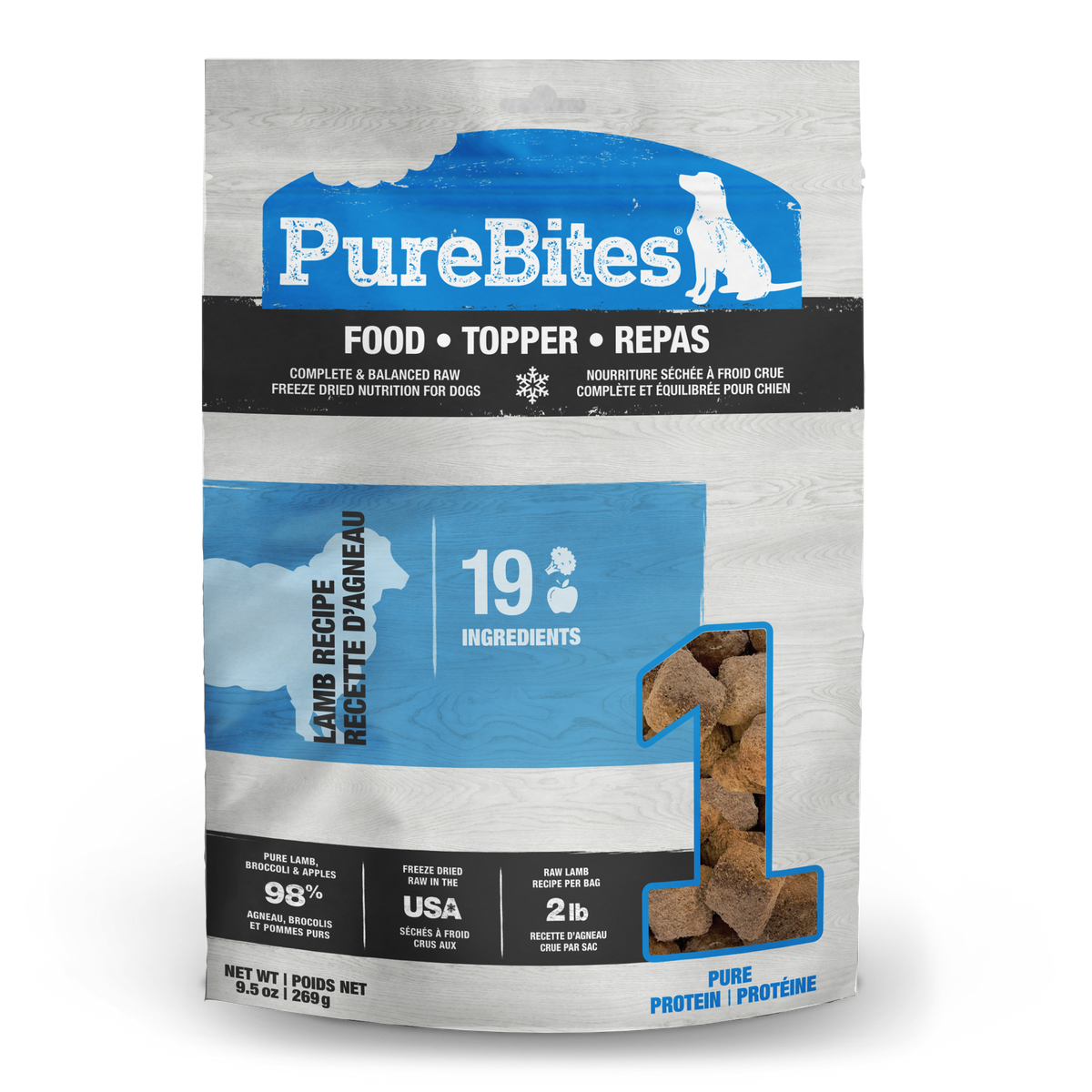 PureBites Repas Mélange pour chien - Recette d’agneau (269g)