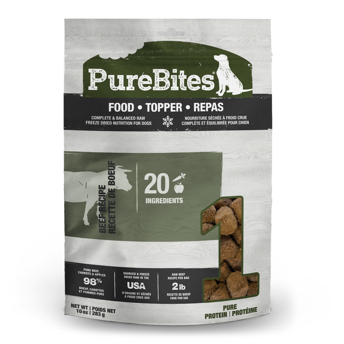 PureBites Repas Mélange pour chien - Recette de boeuf (283g)