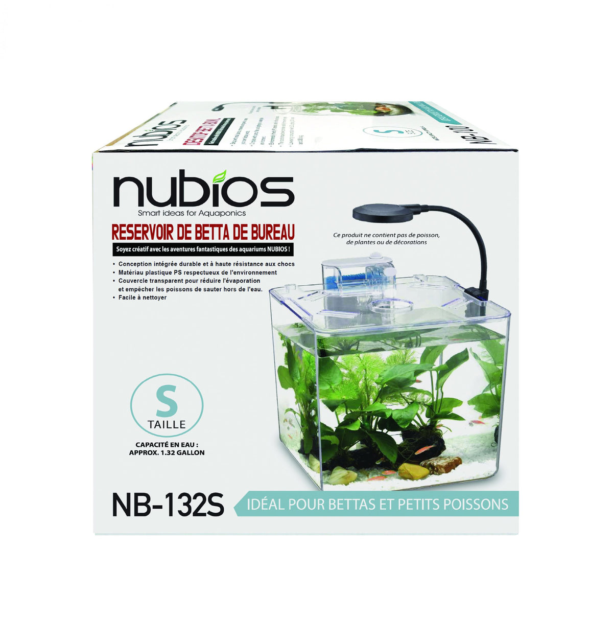 NUBIOS Desktop Betta Square Bowl 5L (1.32 Gallon)