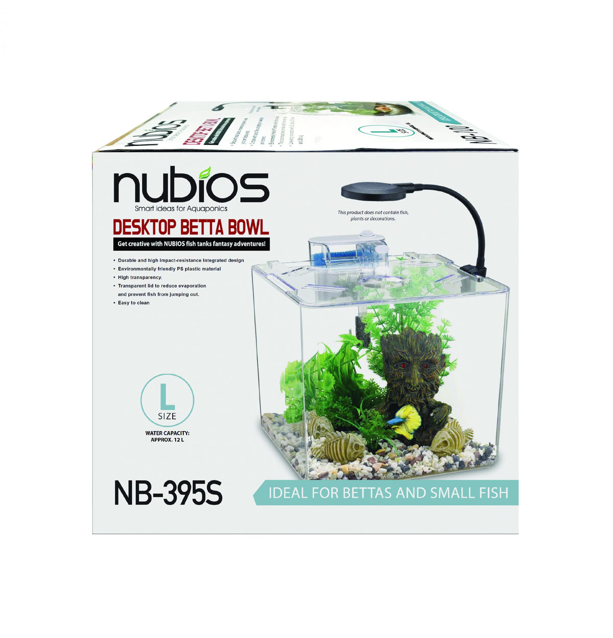 NUBIOS Desktop Betta Square Bowl 12L (3 Gallon)