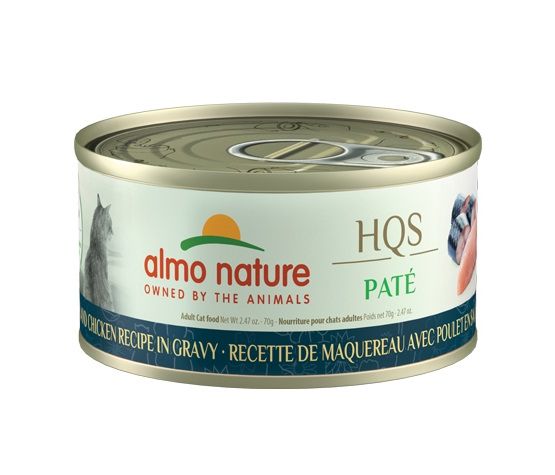 Almo Nature HQS Natural Cat - Mackerel &amp; Chicken Pate in Gravy 70gr