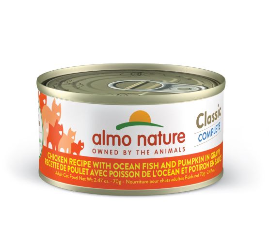 Almo Classic Complete Chat - Poulet avec Poisson de l&#39;océan et Potiron en Sauce 70g