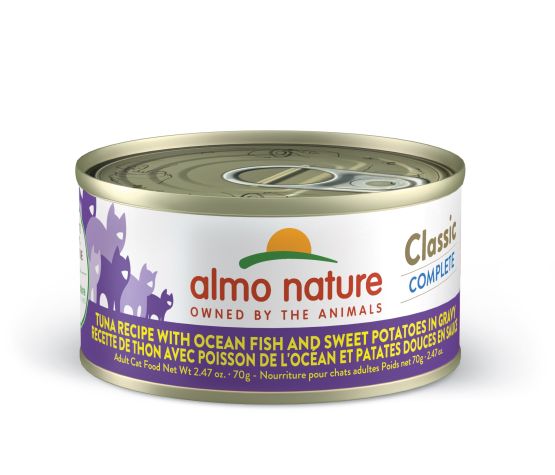Almo Classic Complete Chat - Thon avec Poisson de l'océan et Patates Douces en Sauce 70g