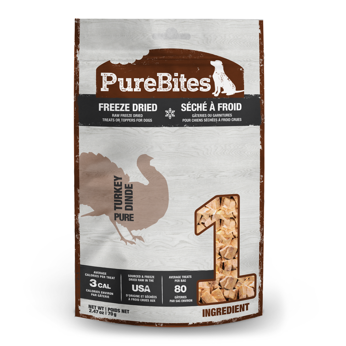 PureBites Gâteries séchées à froid pour chien - Dinde (70g)