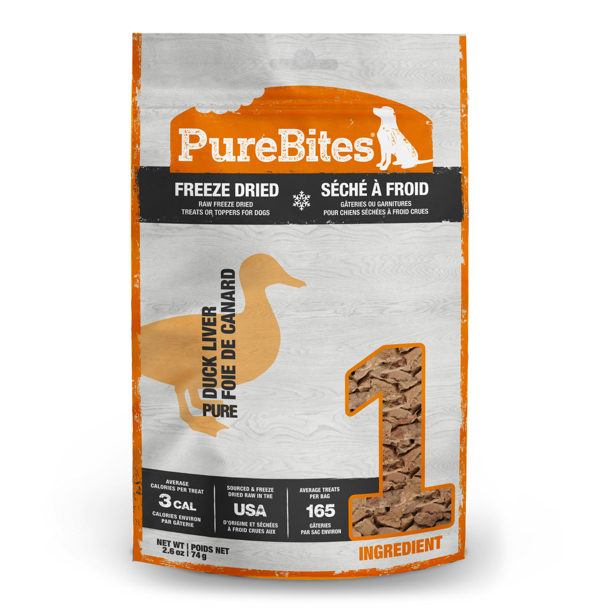 PureBites Gâteries séchées à froid pour chien - Foie de canard (74g)