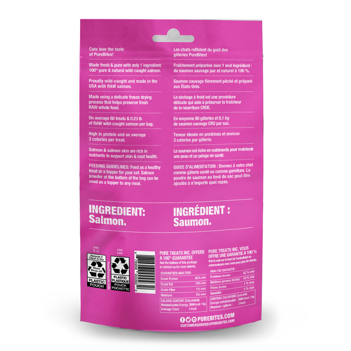 PureBites Freeze Dried Cat Treats Salmon 26g Safari Pet Center