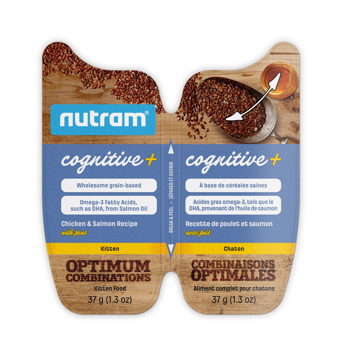 Nutram Combinaisons Optimales - Nourriture humide pour chaton - Cognitive+ Poulet, Saumon &amp; Pois (2.6oz)