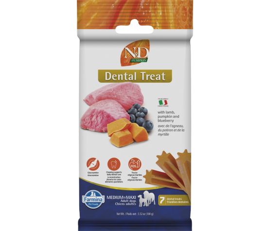 Farmina N&d Citrouille - Gâteries Dentaires pour Chien Agneau & Bleuet - Moyen/Grand 100g