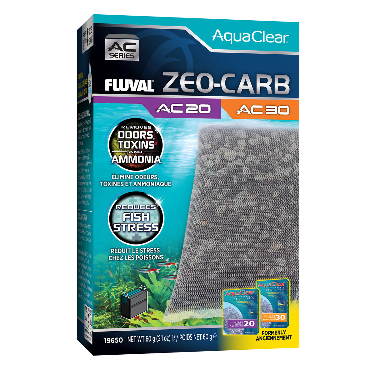 Zeo-Carb for AquaClear AC20/AC30 Power Filter, 2.1 oz / 60 g