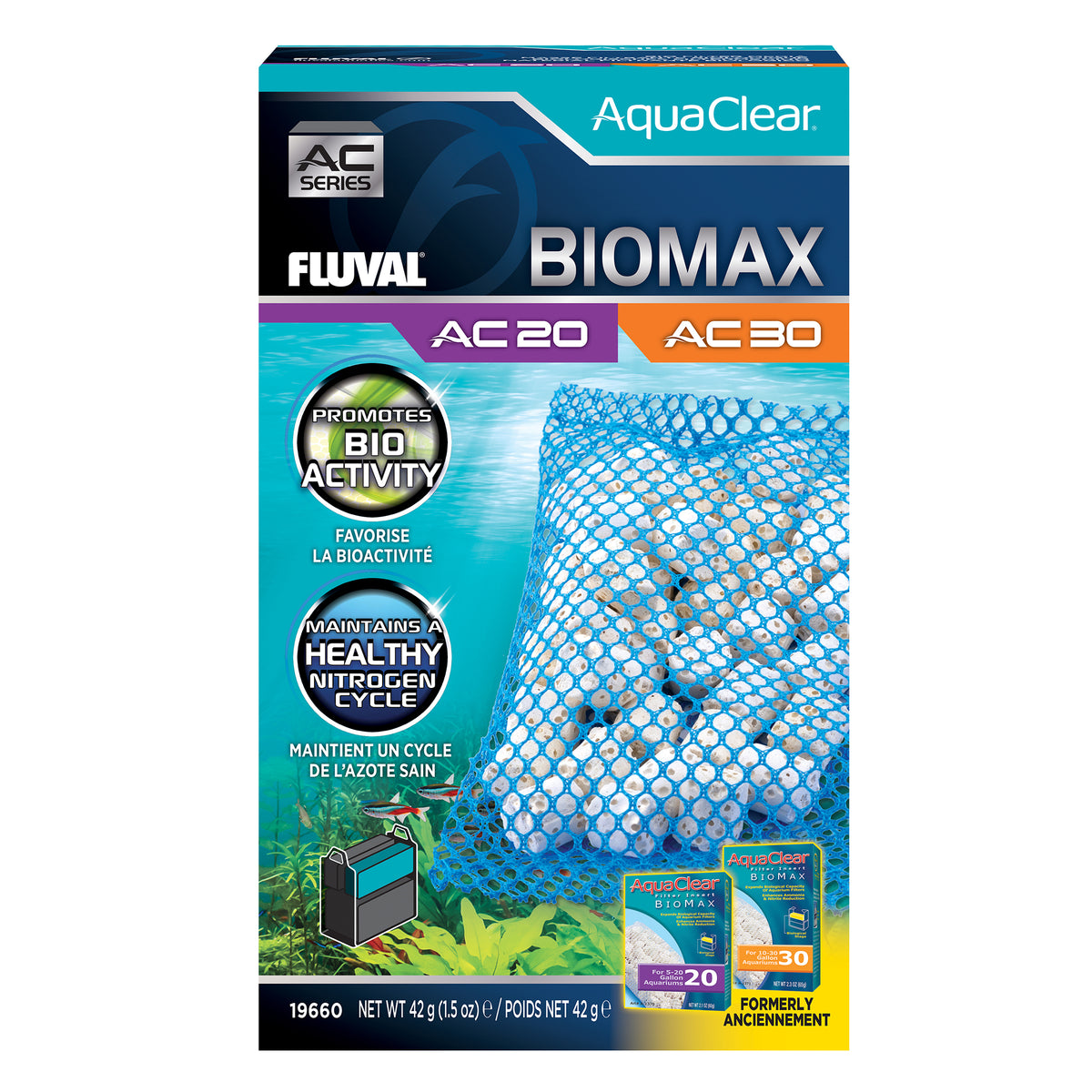 Masse filtrante BIOMAX pour filtre à moteur AC20/AC30 AquaClear, 42 g (1,5 oz)
