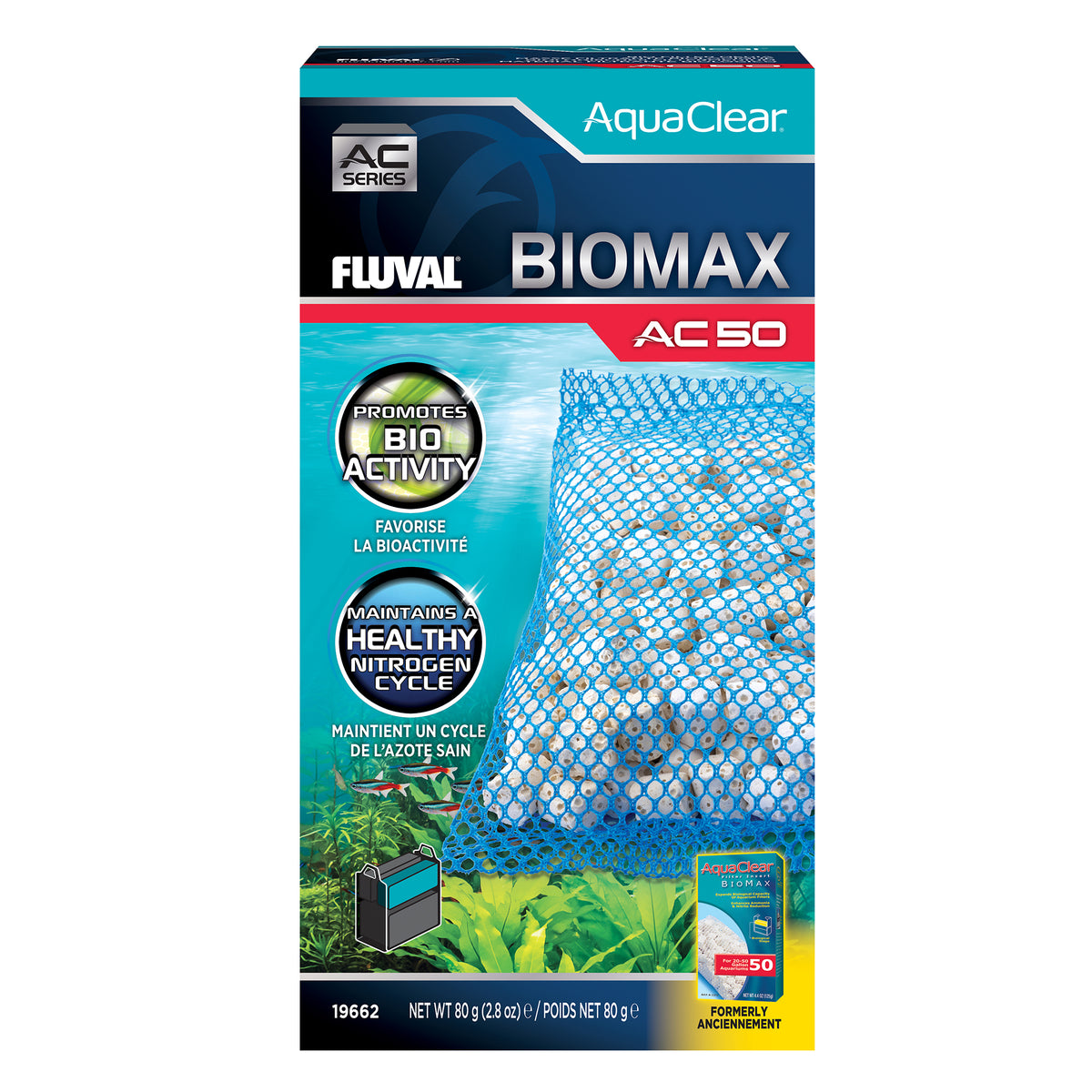 Masse filtrante BIOMAX pour filtre à moteur AC50 AquaClear, 80 g (2,8 oz)