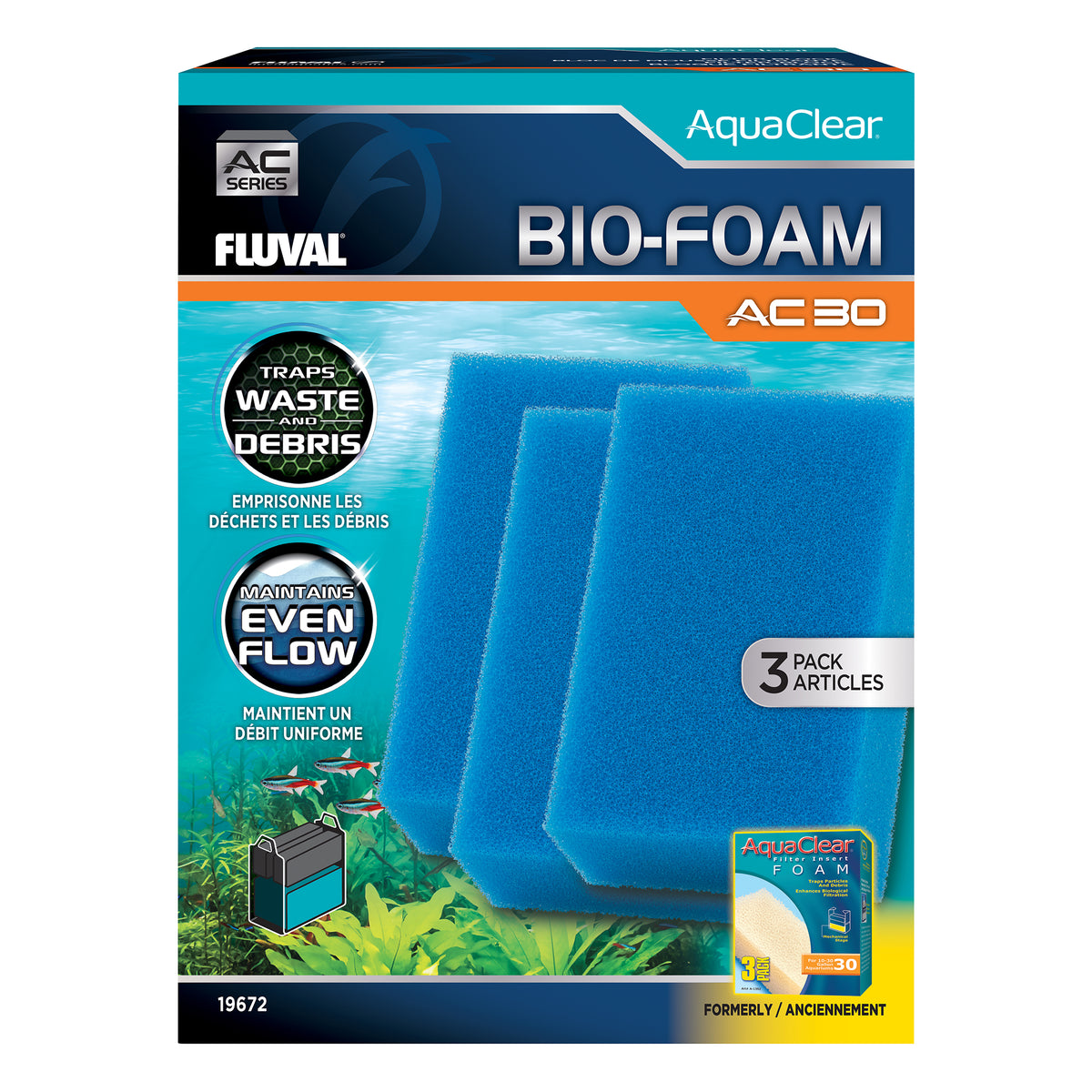 Blocs de mousse Bio-Foam pour filtre à moteur AC30 AquaClear, paquet de 3