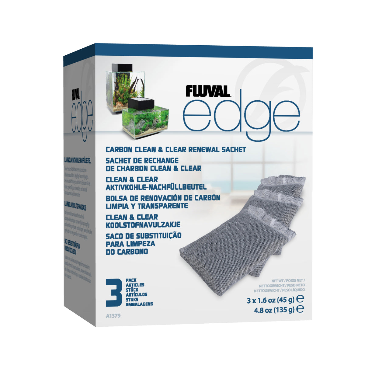 Fluval EDGE Carbon Clean & Clear Sachet (paquet de 3)