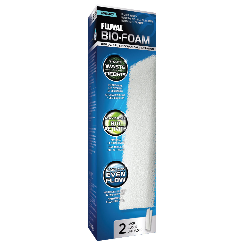 Blocs de mousse filtrante Bio-Foam pour filtres Fluval 406/407, paquet de 2