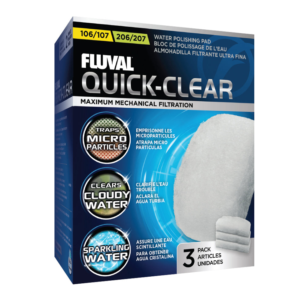 Masses filtrantes Quick Clear pour filtres Fluval 106/206 et 107/207, paquet de 3