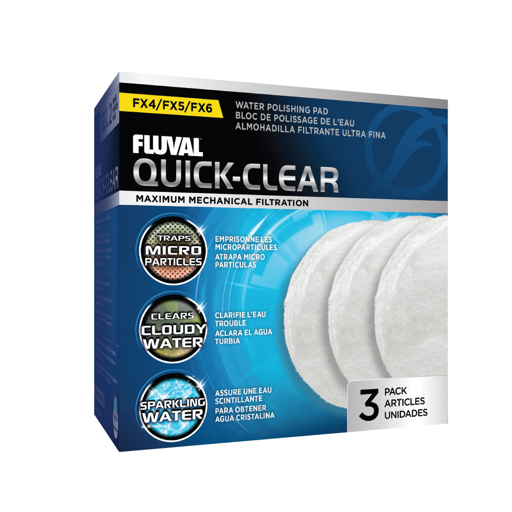 Masses filtrantes Quick Clear Fluval pour filtres Fluval FX4/FX5/FX6, paquet de 3