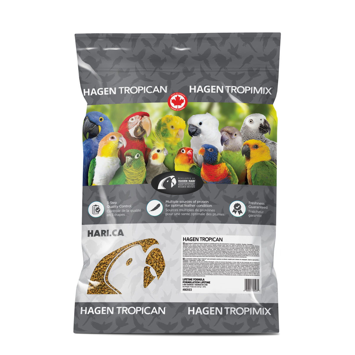 Granules de formule à vie Tropican pour cockatiels - 3,63 kg