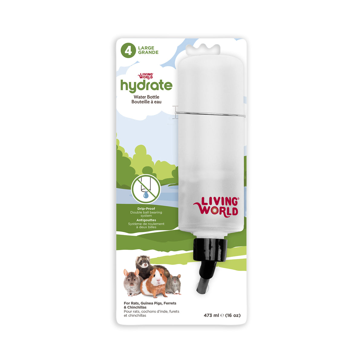 Bouteille de cochon d'Inde Living World avec cintre, 473 ml (16 oz)