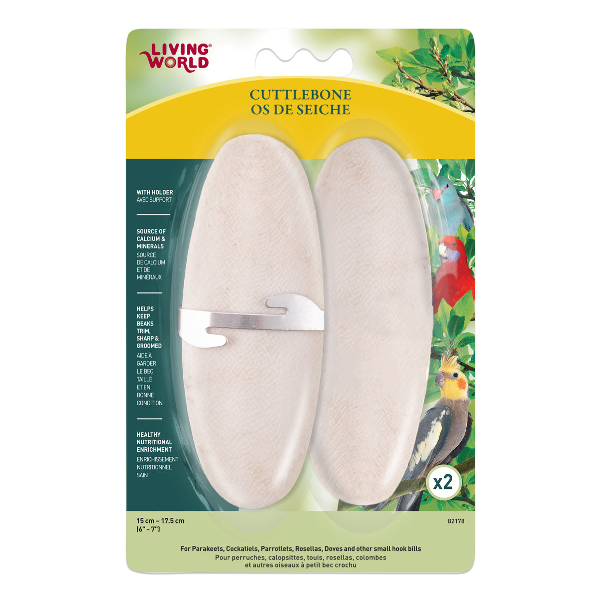 Living World Cuttlebone avec support Large - 15-18 cm (6"- 7") Twinpack