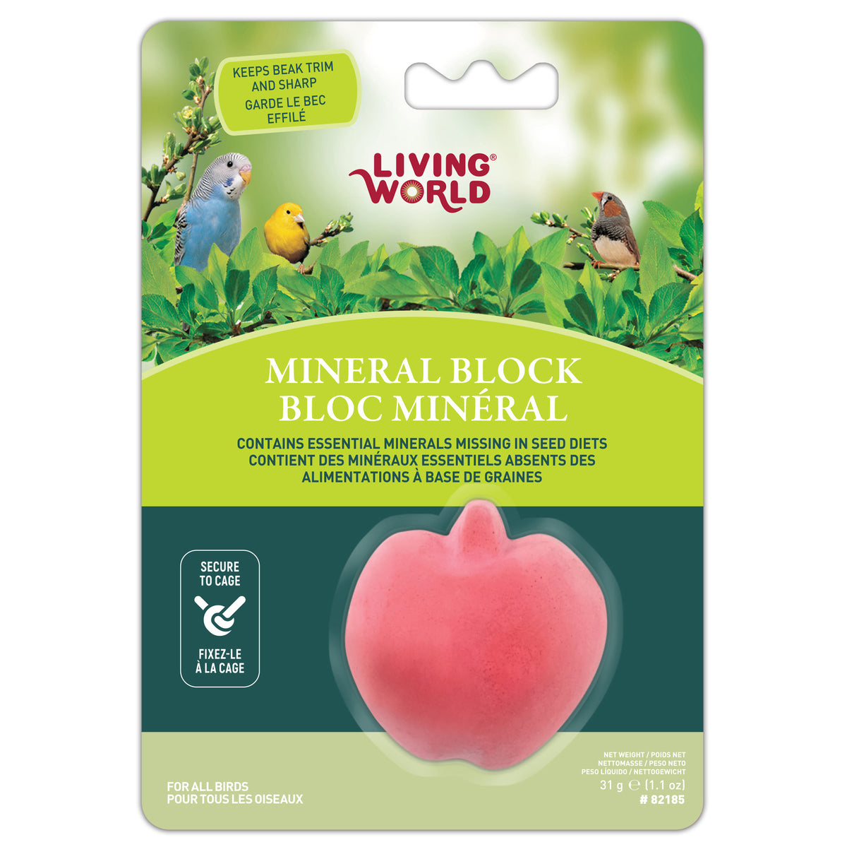 Bloc minéral Living World pour perruches Pomme rouge