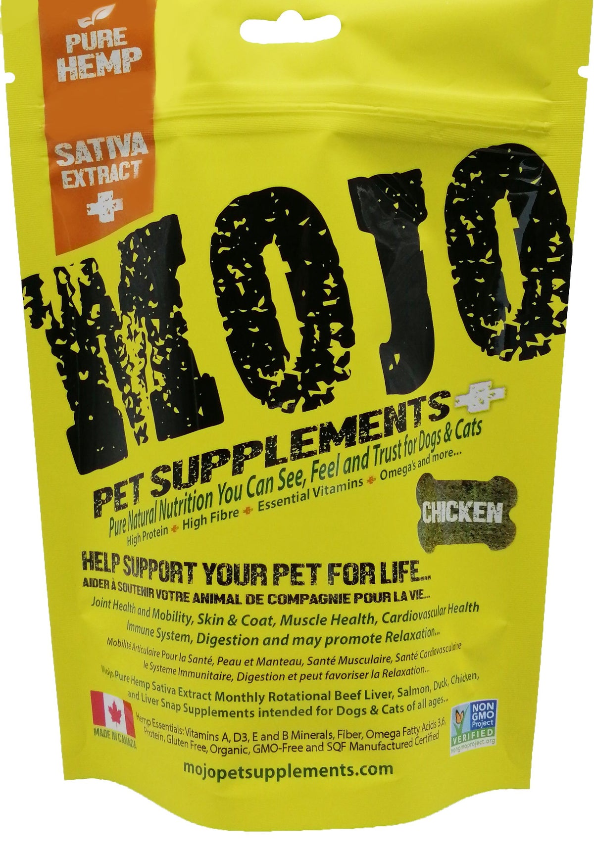 Mojo Suppléments pour Chiens &amp; Chats à base de Chanvre - Poulet 192g