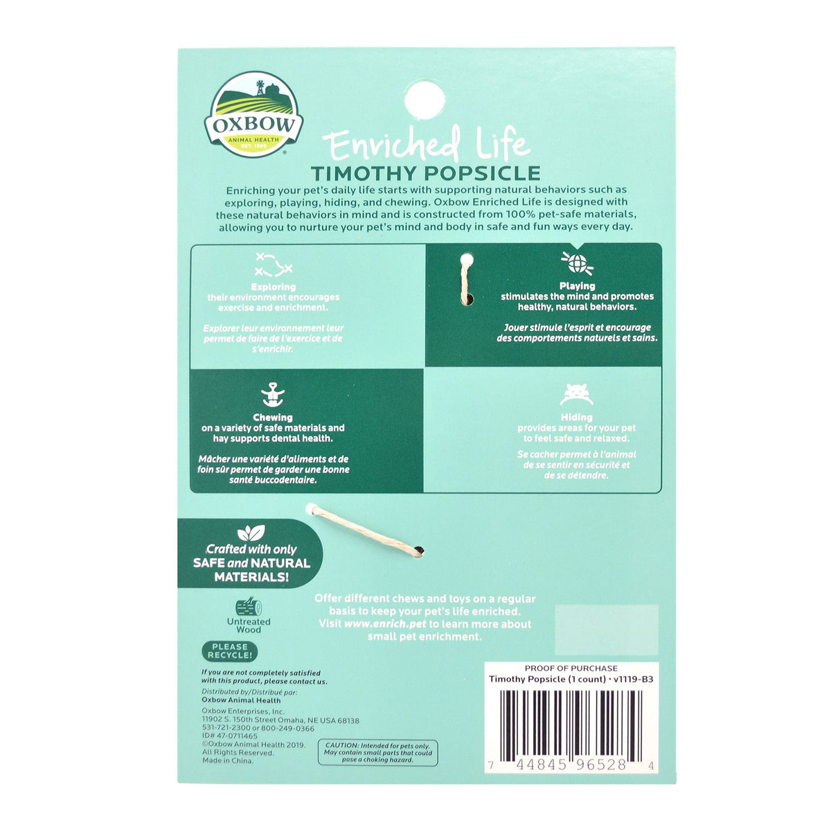Oxbow Enriched Life - Natural Chews - Timothy Popsicle