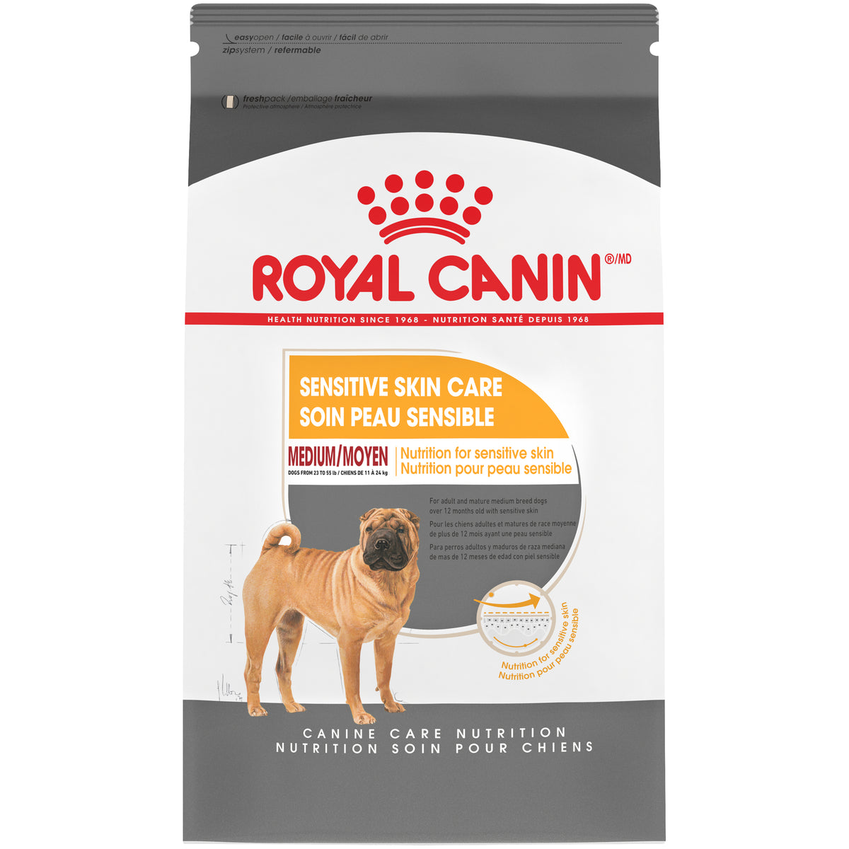 Royal Canin - MOYEN SOIN PEAU SENSIBLE – nourriture sèche pour chiens (30lb)