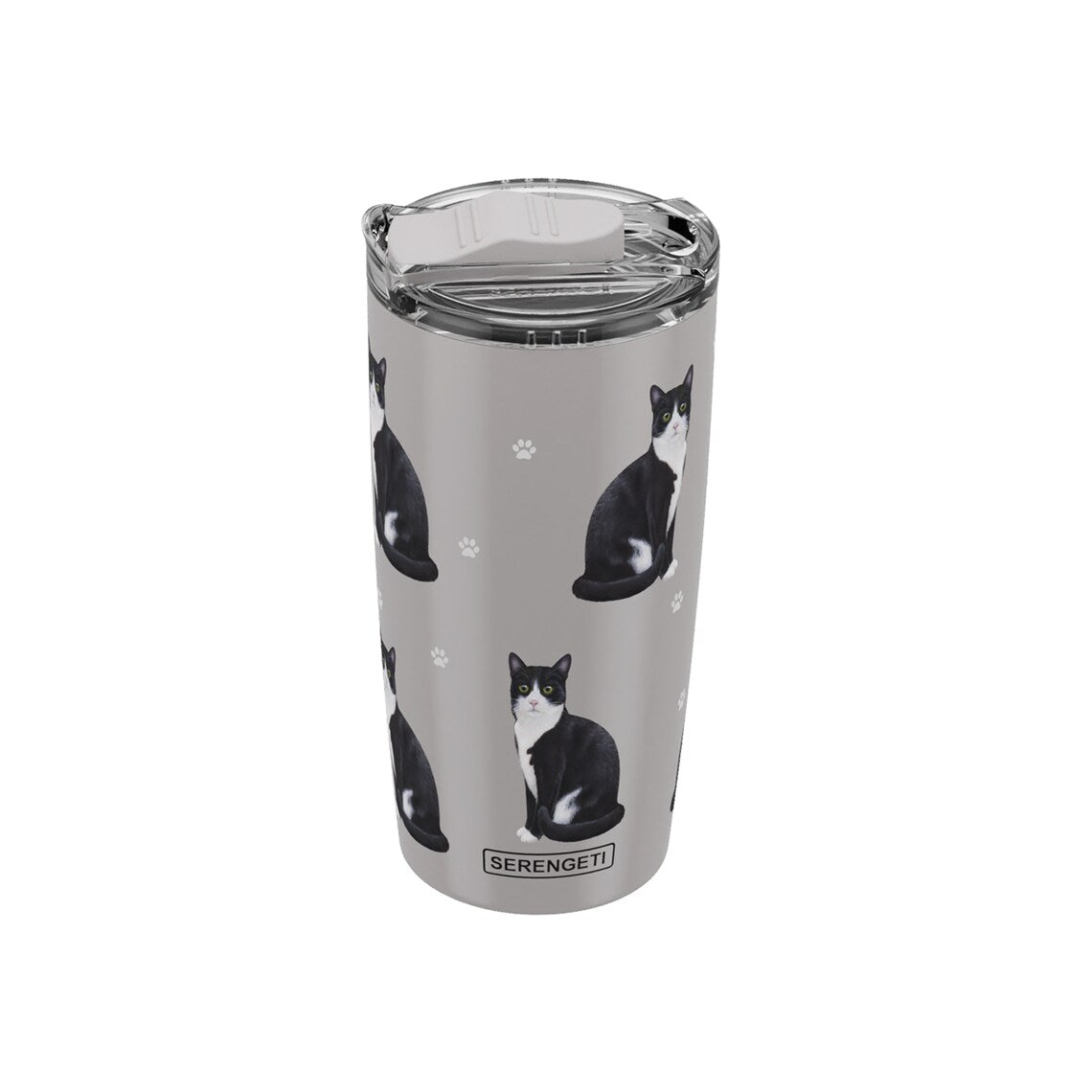 SERENGETI Tasse de voyage 16oz - Chat Noir &amp; Blanc