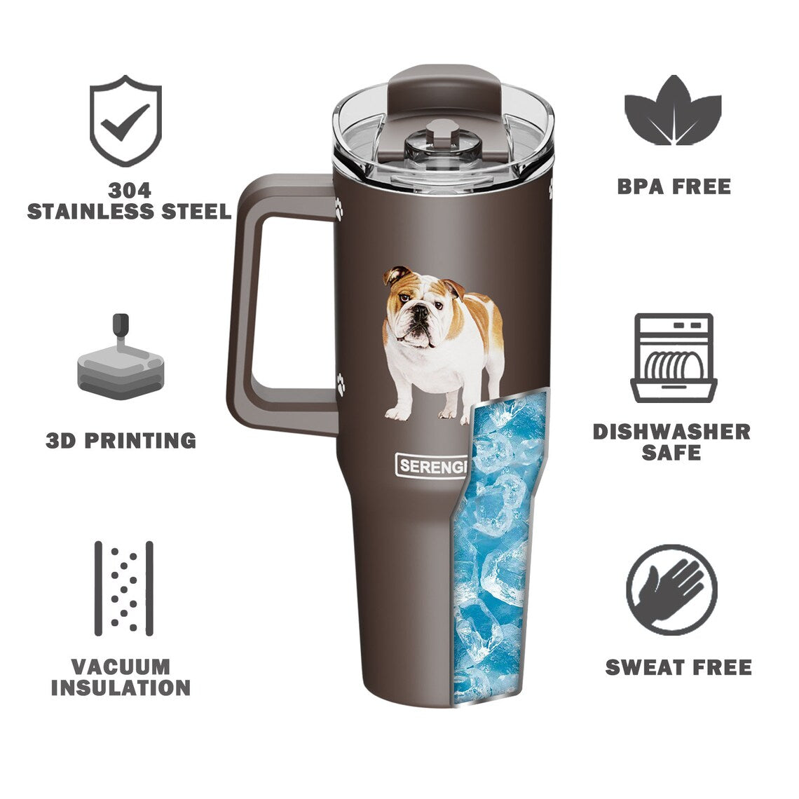 SERENGETI Stainless Steel Mug 40oz - Boston Terrier