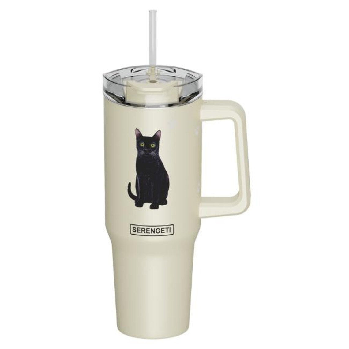 SERENGETI Stainless Steel Mug 40oz - Black &amp; White Cat
