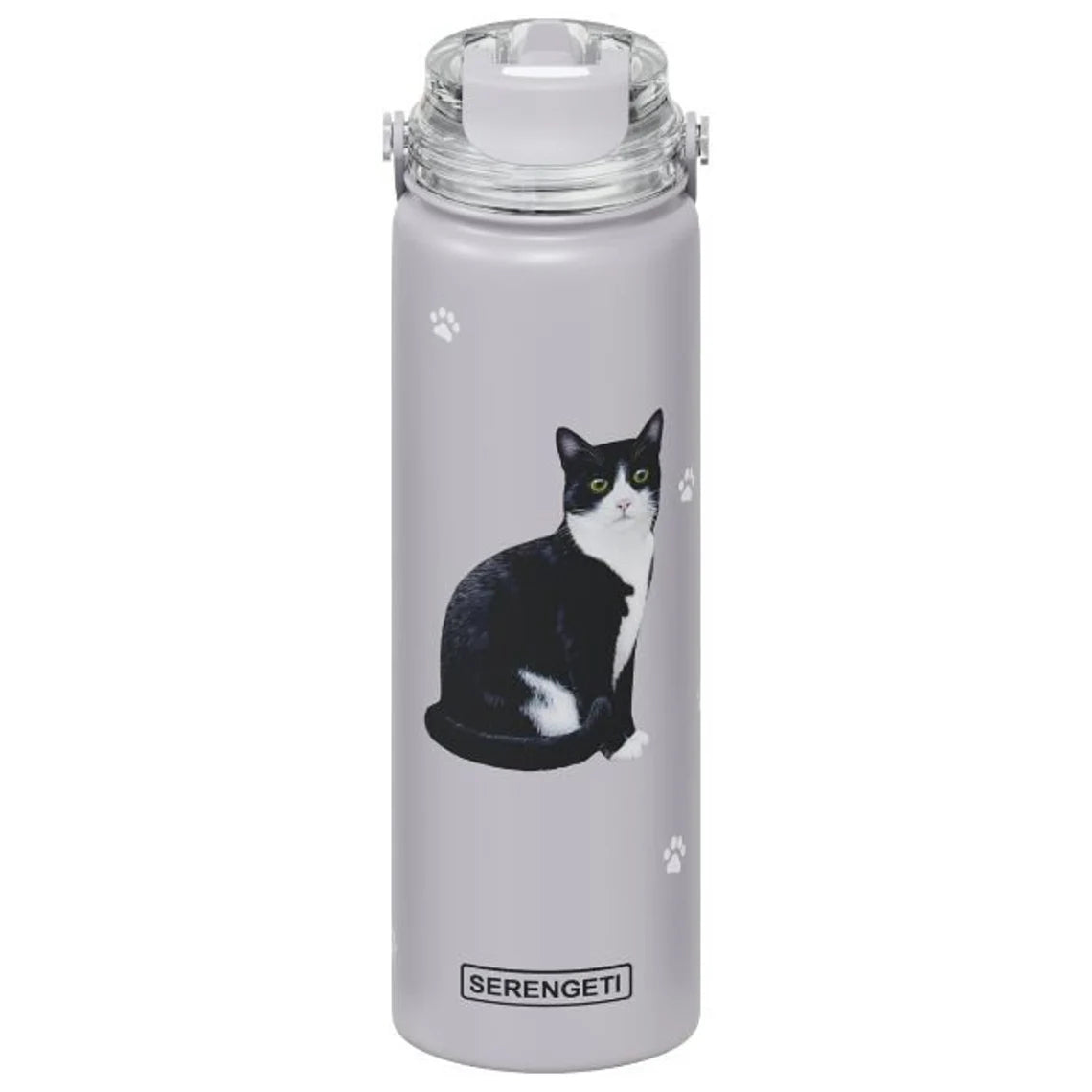 SERENGETI Stainless Steel Water Bottle 24oz - Black &amp; White Cat